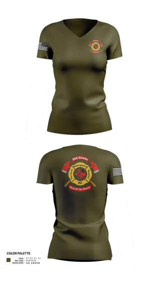 Womens Short Sleeve Vneck Shirt, Old Ocean Fire Department, Fire Department, Teamtime, Team time, sublimation, custom sports apparel, team uniforms, spirit wear, spiritwear, sports uniforms, custom shirts, team store, custom team store, fundraiser sports, apparel fundraiser