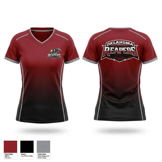Womens Short Sleeve Vneck Shirt, Oklahoma Reapers, Softball, Teamtime, Team time, sublimation, custom sports apparel, team uniforms, spirit wear, spiritwear, sports uniforms, custom shirts, team store, custom team store, fundraiser sports, apparel fundraiser