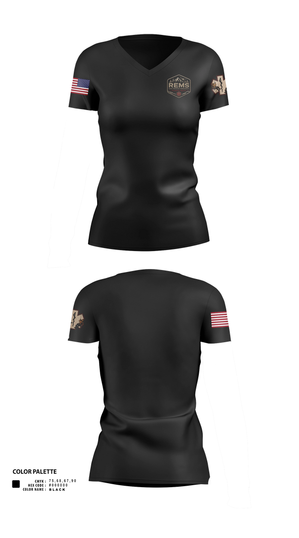 Womens Short Sleeve Vneck Shirt, Rapid Emergency Management, EMS/EMT, Teamtime, Team time, sublimation, custom sports apparel, team uniforms, spirit wear, spiritwear, sports uniforms, custom shirts, team store, custom team store, fundraiser sports, apparel fundraiser