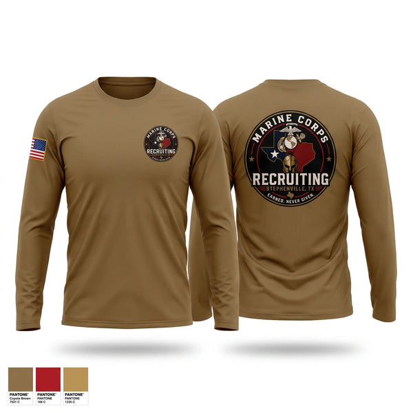 Long Sleeve Performance Shirt, Recruiting station Stephenville, Marines, Teamtime, Team time, sublimation, custom sports apparel, team uniforms, spirit wear, spiritwear, sports uniforms, custom shirts, team store, custom team store, fundraiser sports, apparel fundraiser