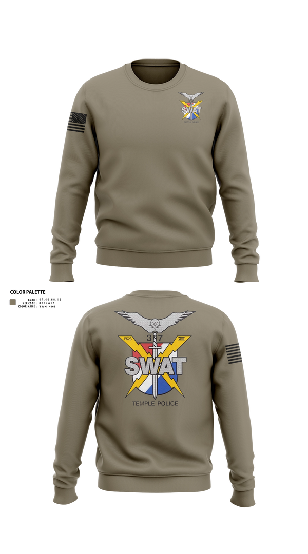Crew Neck Sweatshirt, Temple SWAT, Police, Teamtime, Team time, sublimation, custom sports apparel, team uniforms, spirit wear, spiritwear, sports uniforms, custom shirts, team store, custom team store, fundraiser sports, apparel fundraiser