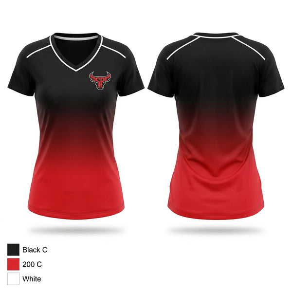 Womens Short Sleeve Vneck Shirt, Spanish Fort Toros, , Teamtime, Team time, sublimation, custom sports apparel, team uniforms, spirit wear, spiritwear, sports uniforms, custom shirts, team store, custom team store, fundraiser sports, apparel fundraiser