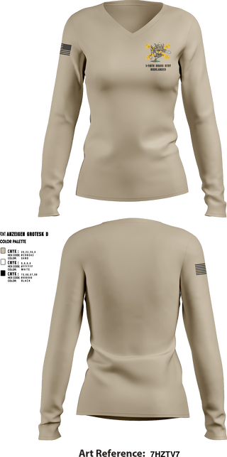 Women's Long Sleeve Vneck Shirt, Bravo 1-119th FA, , Teamtime, Team time, sublimation, custom sports apparel, team uniforms, spirit wear, spiritwear, sports uniforms, custom shirts, team store, custom team store, fundraiser sports, apparel fundraiser