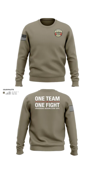 Crew Neck Sweatshirt, Universal Boxing Gym, National Guard, Teamtime, Team time, sublimation, custom sports apparel, team uniforms, spirit wear, spiritwear, sports uniforms, custom shirts, team store, custom team store, fundraiser sports, apparel fundraiser