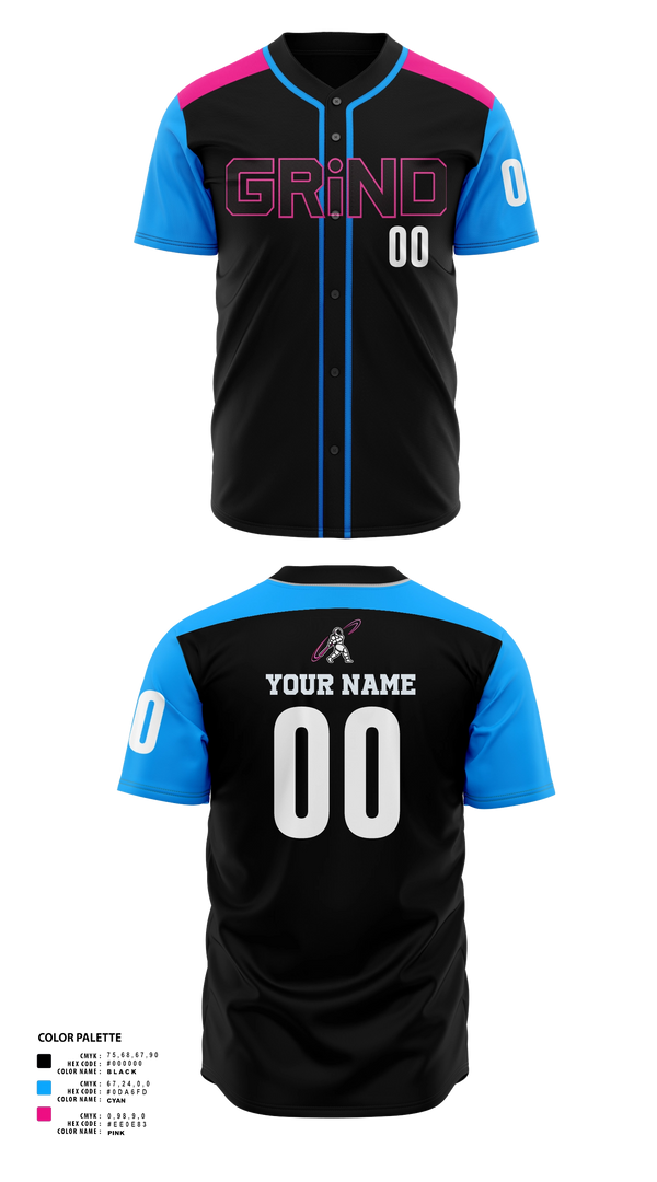 Full Button Baseball Jersey, LA GRiND, Baseball, Teamtime, Team time, sublimation, custom sports apparel, team uniforms, spirit wear, spiritwear, sports uniforms, custom shirts, team store, custom team store, fundraiser sports, apparel fundraiser