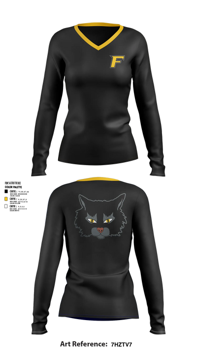 Florien Blackcats Women's Long Sleeve V-neck Shirt - 5
