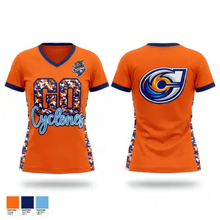 Womens Short Sleeve Vneck Shirt, Arkla Cyclones, Baseball, Teamtime, Team time, sublimation, custom sports apparel, team uniforms, spirit wear, spiritwear, sports uniforms, custom shirts, team store, custom team store, fundraiser sports, apparel fundraiser