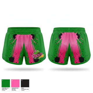 Womens Shorts, Turtles, Softball, Teamtime, Team time, sublimation, custom sports apparel, team uniforms, spirit wear, spiritwear, sports uniforms, custom shirts, team store, custom team store, fundraiser sports, apparel fundraiser