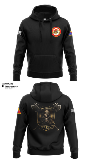 Hoodie, E Trp, 6-1 CAV, Army, Teamtime, Team time, sublimation, custom sports apparel, team uniforms, spirit wear, spiritwear, sports uniforms, custom shirts, team store, custom team store, fundraiser sports, apparel fundraiser