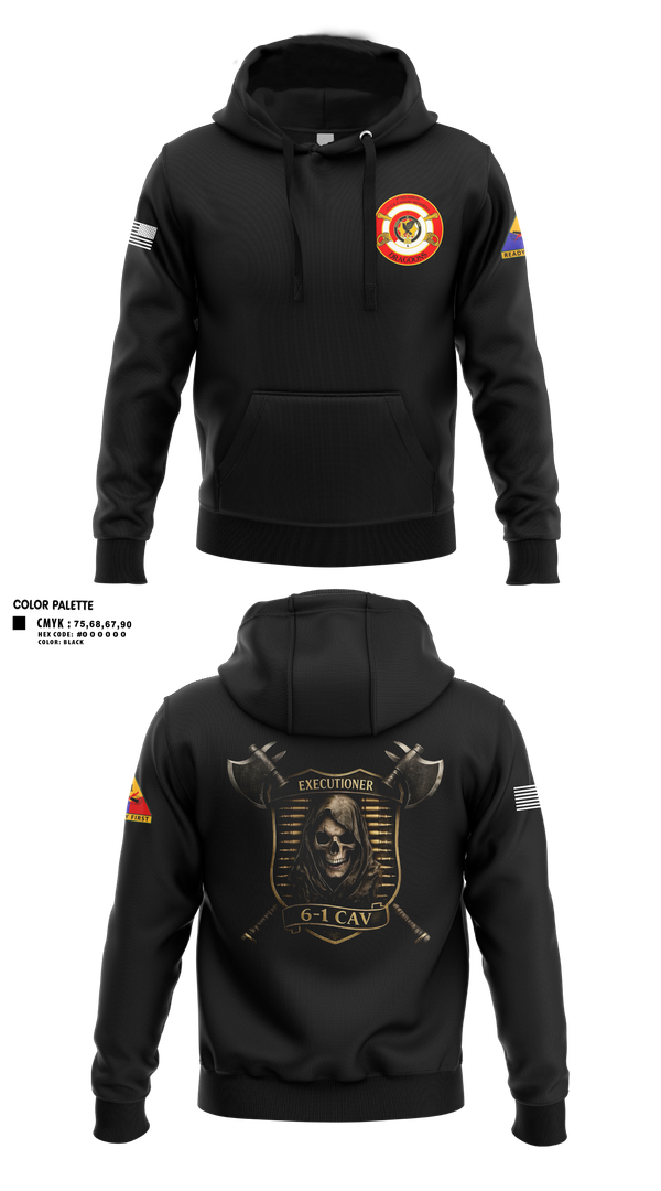 Hoodie, E Trp, 6-1 CAV, Army, Teamtime, Team time, sublimation, custom sports apparel, team uniforms, spirit wear, spiritwear, sports uniforms, custom shirts, team store, custom team store, fundraiser sports, apparel fundraiser