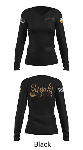 Womens Long Sleeve Vneck Shirt, Sugah Please Breakfast Brunch Bar, , Teamtime, Team time, sublimation, custom sports apparel, team uniforms, spirit wear, spiritwear, sports uniforms, custom shirts, team store, custom team store, fundraiser sports, apparel fundraiser