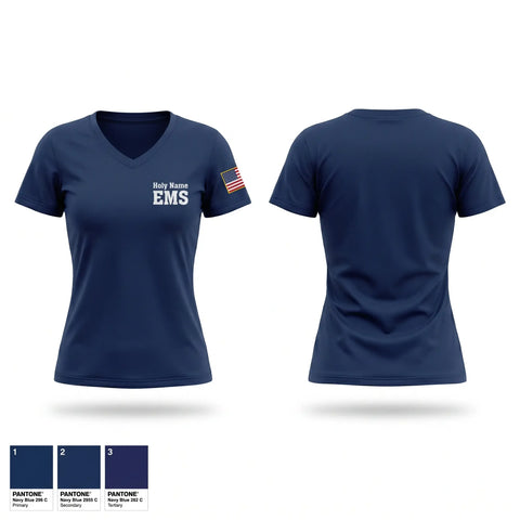 Womens Short Sleeve Vneck Shirt, Holy Name EMS, EMS/EMT, Teamtime, Team time, sublimation, custom sports apparel, team uniforms, spirit wear, spiritwear, sports uniforms, custom shirts, team store, custom team store, fundraiser sports, apparel fundraiser