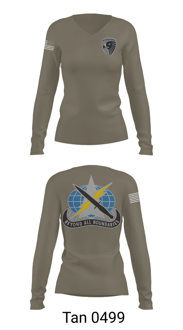 Womens Long Sleeve Vneck Shirt, 743rd MI BN, , Teamtime, Team time, sublimation, custom sports apparel, team uniforms, spirit wear, spiritwear, sports uniforms, custom shirts, team store, custom team store, fundraiser sports, apparel fundraiser