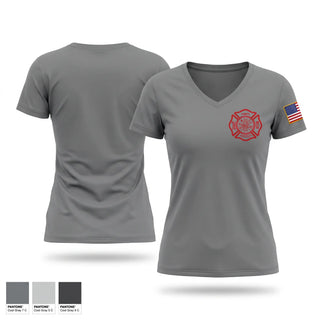 Womens Short Sleeve Vneck Shirt, Lometa volunteer fire department, Fire Department, Teamtime, Team time, sublimation, custom sports apparel, team uniforms, spirit wear, spiritwear, sports uniforms, custom shirts, team store, custom team store, fundraiser sports, apparel fundraiser