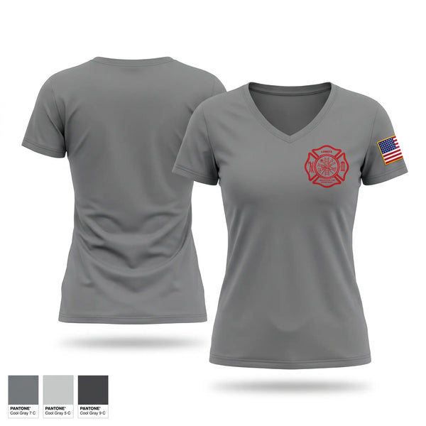 Womens Short Sleeve Vneck Shirt, Lometa volunteer fire department, Fire Department, Teamtime, Team time, sublimation, custom sports apparel, team uniforms, spirit wear, spiritwear, sports uniforms, custom shirts, team store, custom team store, fundraiser sports, apparel fundraiser