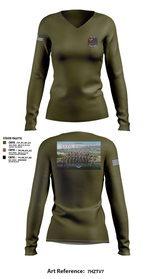 Womens Long Sleeve Vneck Shirt, 118th CES, Air Force, Teamtime, Team time, sublimation, custom sports apparel, team uniforms, spirit wear, spiritwear, sports uniforms, custom shirts, team store, custom team store, fundraiser sports, apparel fundraiser