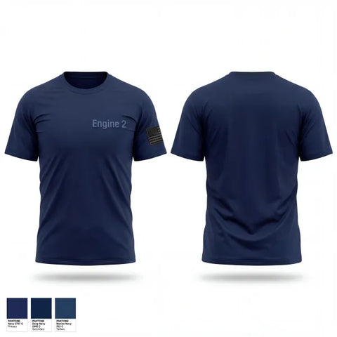 Old School Cotton Feel Shirt, Engine 2, Fire Department, Teamtime, Team time, sublimation, custom sports apparel, team uniforms, spirit wear, spiritwear, sports uniforms, custom shirts, team store, custom team store, fundraiser sports, apparel fundraiser