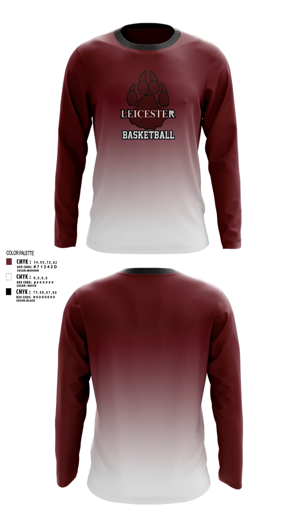 Long Sleeve Performance Shirt, Leicester High School Basketball, Men's Basketball, Teamtime, Team time, sublimation, custom sports apparel, team uniforms, spirit wear, spiritwear, sports uniforms, custom shirts, team store, custom team store, fundraiser sports, apparel fundraiser