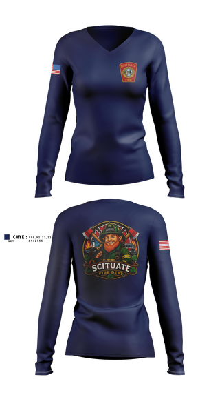 Womens Long Sleeve Vneck Shirt, Scituate Fire Department, Fire Department, Teamtime, Team time, sublimation, custom sports apparel, team uniforms, spirit wear, spiritwear, sports uniforms, custom shirts, team store, custom team store, fundraiser sports, apparel fundraiser