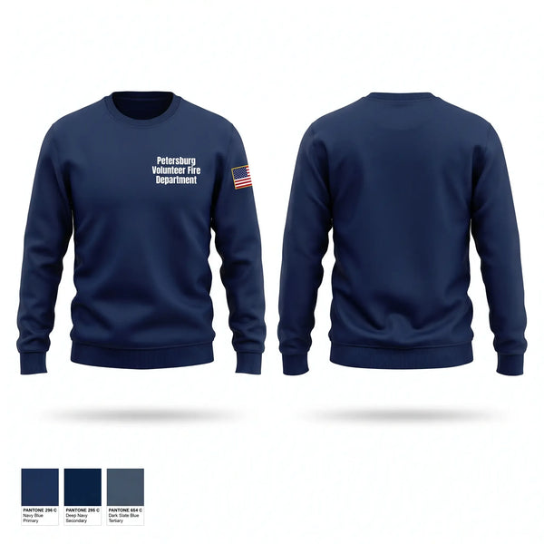 Crew Neck Sweatshirt, Petersburg Volunteer Fire Department, Fire Department, Teamtime, Team time, sublimation, custom sports apparel, team uniforms, spirit wear, spiritwear, sports uniforms, custom shirts, team store, custom team store, fundraiser sports, apparel fundraiser