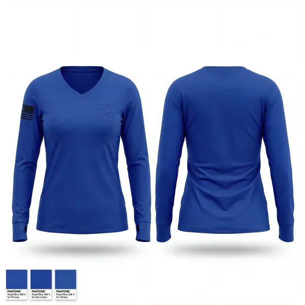 Womens Long Sleeve Vneck Shirt, 309 AMU, Air Force, Teamtime, Team time, sublimation, custom sports apparel, team uniforms, spirit wear, spiritwear, sports uniforms, custom shirts, team store, custom team store, fundraiser sports, apparel fundraiser