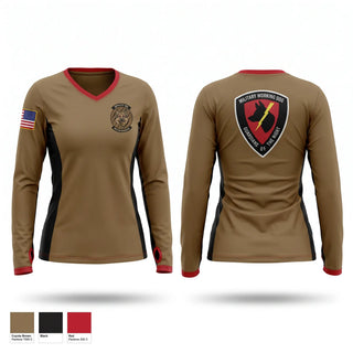Womens Long Sleeve Vneck Shirt, 55 SFS K9, Air Force, Teamtime, Team time, sublimation, custom sports apparel, team uniforms, spirit wear, spiritwear, sports uniforms, custom shirts, team store, custom team store, fundraiser sports, apparel fundraiser