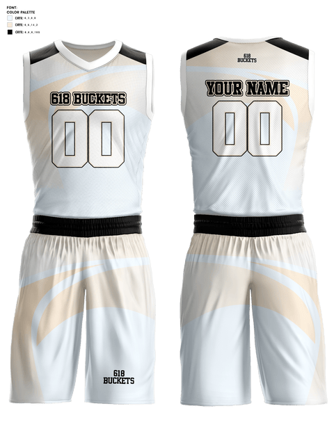 Basketball Uniform, 618 BUCKETS, Men's Basketball, Teamtime, Team time, sublimation, custom sports apparel, team uniforms, spirit wear, spiritwear, sports uniforms, custom shirts, team store, custom team store, fundraiser sports, apparel fundraiser