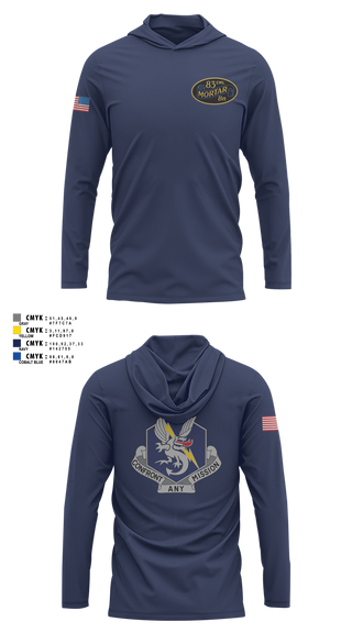 Long Sleeve Performance Shirt with hood, 83d Chemical Battalion, Army, Teamtime, Team time, sublimation, custom sports apparel, team uniforms, spirit wear, spiritwear, sports uniforms, custom shirts, team store, custom team store, fundraiser sports, apparel fundraiser
