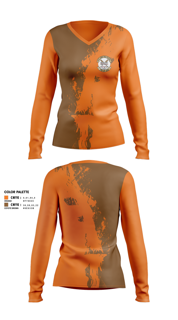 Womens Long Sleeve Vneck Shirt, Fog of Oar, Softball, Teamtime, Team time, sublimation, custom sports apparel, team uniforms, spirit wear, spiritwear, sports uniforms, custom shirts, team store, custom team store, fundraiser sports, apparel fundraiser
