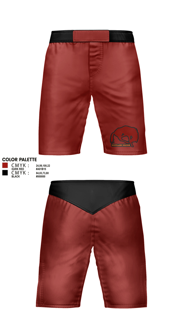 Fight Shorts, Rawlins Outlaws, Wrestling, Teamtime, Team time, sublimation, custom sports apparel, team uniforms, spirit wear, spiritwear, sports uniforms, custom shirts, team store, custom team store, fundraiser sports, apparel fundraiser