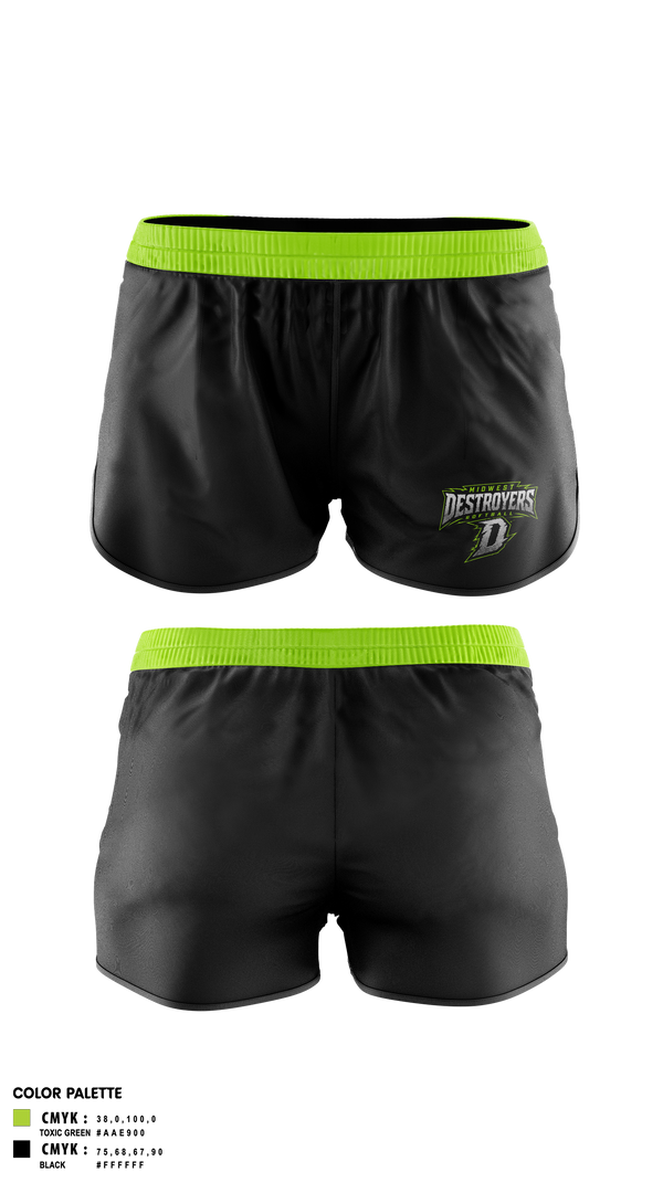 Womens Shorts, Midwest Destroyers, Softball, Teamtime, Team time, sublimation, custom sports apparel, team uniforms, spirit wear, spiritwear, sports uniforms, custom shirts, team store, custom team store, fundraiser sports, apparel fundraiser