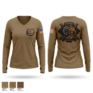 Womens Long Sleeve Vneck Shirt, 160th FTUS AGR, National Guard, Teamtime, Team time, sublimation, custom sports apparel, team uniforms, spirit wear, spiritwear, sports uniforms, custom shirts, team store, custom team store, fundraiser sports, apparel fundraiser