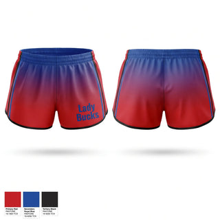 Womens Shorts, Lady Bucks, Women's Basketball, Teamtime, Team time, sublimation, custom sports apparel, team uniforms, spirit wear, spiritwear, sports uniforms, custom shirts, team store, custom team store, fundraiser sports, apparel fundraiser