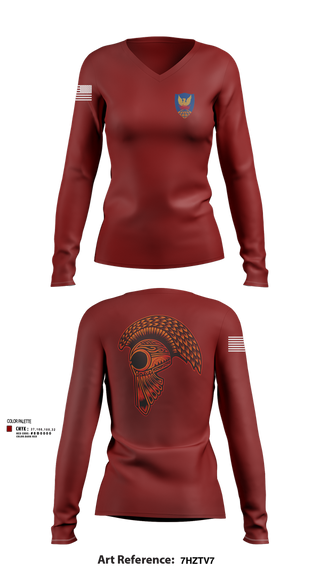 Womens Long Sleeve Vneck Shirt, HHC, 311th (T)SC, , Teamtime, Team time, sublimation, custom sports apparel, team uniforms, spirit wear, spiritwear, sports uniforms, custom shirts, team store, custom team store, fundraiser sports, apparel fundraiser