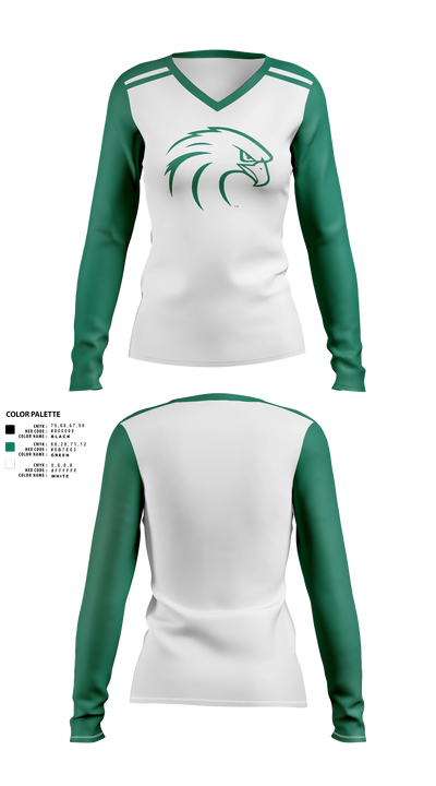 NSU Riverhawks Football 89263546 Women's Long Sleeve V-neck Shirt - 40