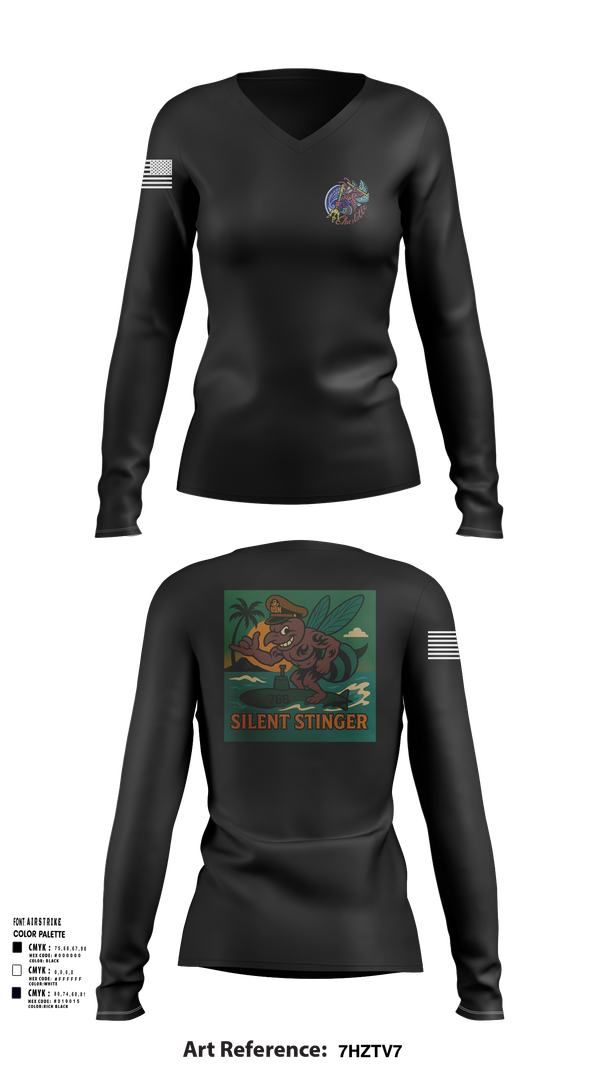 Womens Long Sleeve Vneck Shirt, USS CHARLOTTE SSN 766, Navy, Teamtime, Team time, sublimation, custom sports apparel, team uniforms, spirit wear, spiritwear, sports uniforms, custom shirts, team store, custom team store, fundraiser sports, apparel fundraiser