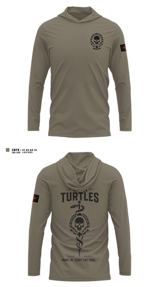 Long Sleeve Performance Shirt with hood, War turtles, Army, Teamtime, Team time, sublimation, custom sports apparel, team uniforms, spirit wear, spiritwear, sports uniforms, custom shirts, team store, custom team store, fundraiser sports, apparel fundraiser