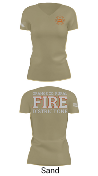 Womens Short Sleeve Vneck Shirt, Orange County Rural District 1 Fire Department, , Teamtime, Team time, sublimation, custom sports apparel, team uniforms, spirit wear, spiritwear, sports uniforms, custom shirts, team store, custom team store, fundraiser sports, apparel fundraiser