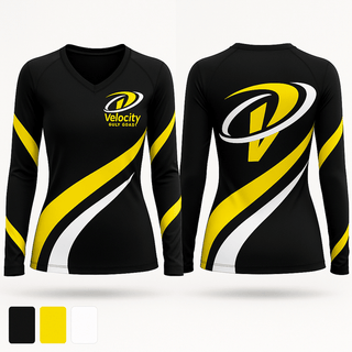 Womens Long Sleeve Vneck Shirt, Velocity Gulf Coast, Softball, Teamtime, Team time, sublimation, custom sports apparel, team uniforms, spirit wear, spiritwear, sports uniforms, custom shirts, team store, custom team store, fundraiser sports, apparel fundraiser