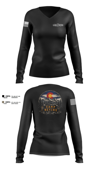 Womens Long Sleeve Vneck Shirt, Camp Nevins, Baseball, Teamtime, Team time, sublimation, custom sports apparel, team uniforms, spirit wear, spiritwear, sports uniforms, custom shirts, team store, custom team store, fundraiser sports, apparel fundraiser