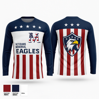 Long Sleeve Performance Shirt, Veterans Memorial Eagles, Baseball, Teamtime, Team time, sublimation, custom sports apparel, team uniforms, spirit wear, spiritwear, sports uniforms, custom shirts, team store, custom team store, fundraiser sports, apparel fundraiser