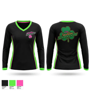 Womens Long Sleeve Vneck Shirt, Southline Lady Shamrocks, Softball, Teamtime, Team time, sublimation, custom sports apparel, team uniforms, spirit wear, spiritwear, sports uniforms, custom shirts, team store, custom team store, fundraiser sports, apparel fundraiser