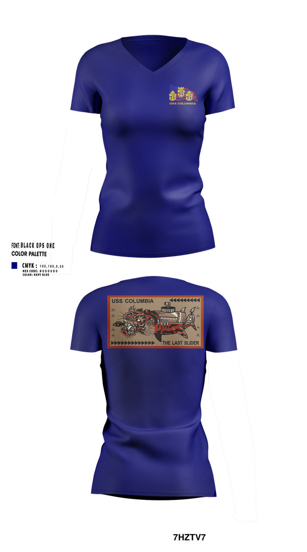 Womens Short Sleeve Vneck Shirt, USS Columbia, , Teamtime, Team time, sublimation, custom sports apparel, team uniforms, spirit wear, spiritwear, sports uniforms, custom shirts, team store, custom team store, fundraiser sports, apparel fundraiser
