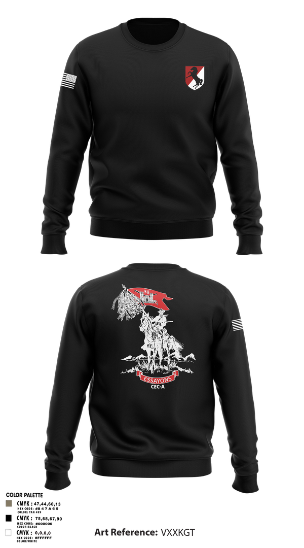 Crew Neck Sweatshirt, 58th CEC-A, Army, Teamtime, Team time, sublimation, custom sports apparel, team uniforms, spirit wear, spiritwear, sports uniforms, custom shirts, team store, custom team store, fundraiser sports, apparel fundraiser