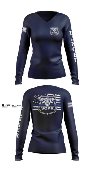 Womens Long Sleeve Vneck Shirt, Suffolk County Park Rangers, Police, Teamtime, Team time, sublimation, custom sports apparel, team uniforms, spirit wear, spiritwear, sports uniforms, custom shirts, team store, custom team store, fundraiser sports, apparel fundraiser