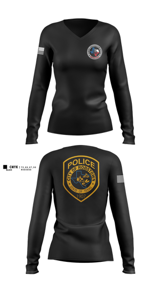 Womens Long Sleeve Vneck Shirt, Robstown Police Department, Police, Teamtime, Team time, sublimation, custom sports apparel, team uniforms, spirit wear, spiritwear, sports uniforms, custom shirts, team store, custom team store, fundraiser sports, apparel fundraiser