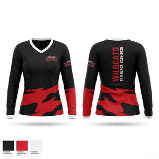 Womens Long Sleeve Vneck Shirt, Keystone Wildcats, Softball, Teamtime, Team time, sublimation, custom sports apparel, team uniforms, spirit wear, spiritwear, sports uniforms, custom shirts, team store, custom team store, fundraiser sports, apparel fundraiser