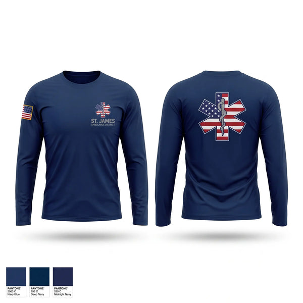 Long Sleeve Performance Shirt, St. James Ambulance District, EMS/EMT, Teamtime, Team time, sublimation, custom sports apparel, team uniforms, spirit wear, spiritwear, sports uniforms, custom shirts, team store, custom team store, fundraiser sports, apparel fundraiser