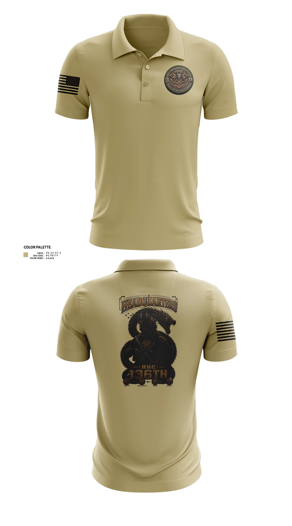 Short Sleeve Performance Polo, HHC 136th ESB, Army, Teamtime, Team time, sublimation, custom sports apparel, team uniforms, spirit wear, spiritwear, sports uniforms, custom shirts, team store, custom team store, fundraiser sports, apparel fundraiser