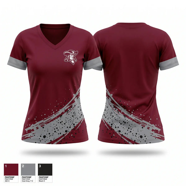Womens Short Sleeve Vneck Shirt, Orchard Park Quakers Baseball, Baseball, Teamtime, Team time, sublimation, custom sports apparel, team uniforms, spirit wear, spiritwear, sports uniforms, custom shirts, team store, custom team store, fundraiser sports, apparel fundraiser